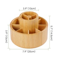 Utoplike Bamboo Rotating Art Supply Desk Organizer Pencil Holder Organizer Desktop Storage Caddy For Pen Colored Pencil Cray