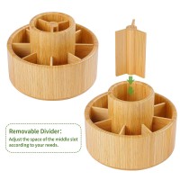 Utoplike Bamboo Rotating Art Supply Desk Organizer Pencil Holder Organizer Desktop Storage Caddy For Pen Colored Pencil Cray