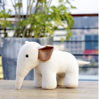 Interior Door Stopper Fabric Doorstops Decorative Elephant Lover Gift Creamy White