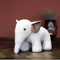 Interior Door Stopper Fabric Doorstops Decorative Elephant Lover Gift Creamy White