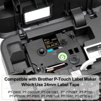 Greateam Gold On Black Label Maker Tape 24Mm Compatible With Brother Tze Tape 24Mm 94 Tze354 Black P Touch Label Tape 1 Inch