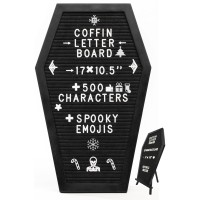 Coffin Letter Board Black With Spooky And Creepmas Emojis 500 Characters And Wooden Stand 17X105 Inches Gothic Halloween