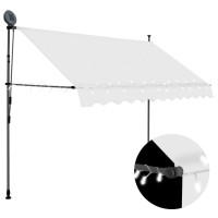 Vidaxl Manual Retractable Awning With Led 1181 Cream