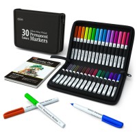 Shuttle Art Permanent Markers 30 Assorted Colors Ultra Fine Point Permanent Marker Packed In Travel Case Ideal Colored Markers