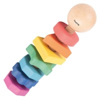 Tickit 74003 Rainbow Wooden Shape Twister 7 Shapes And Colors For Ages 18M Loose Parts Wooden Toys For Toddlers And Pre