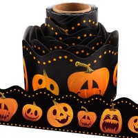 Halloween Pumpkin Themed Scalloped Bulletin Board Border Trim For Classroom Decoration 36Ft