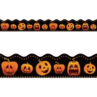 Halloween Pumpkin Themed Scalloped Bulletin Board Border Trim For Classroom Decoration 36Ft