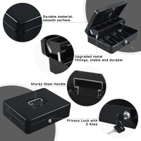 Xydled Cash Box With Money Tray And Key Lock Tiered Cantilever Design 4 Bill 5 Coin Slots 118 X 95 X 35 Black