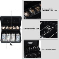 Xydled Cash Box With Money Tray And Key Lock Tiered Cantilever Design 4 Bill 5 Coin Slots 118 X 95 X 35 Black