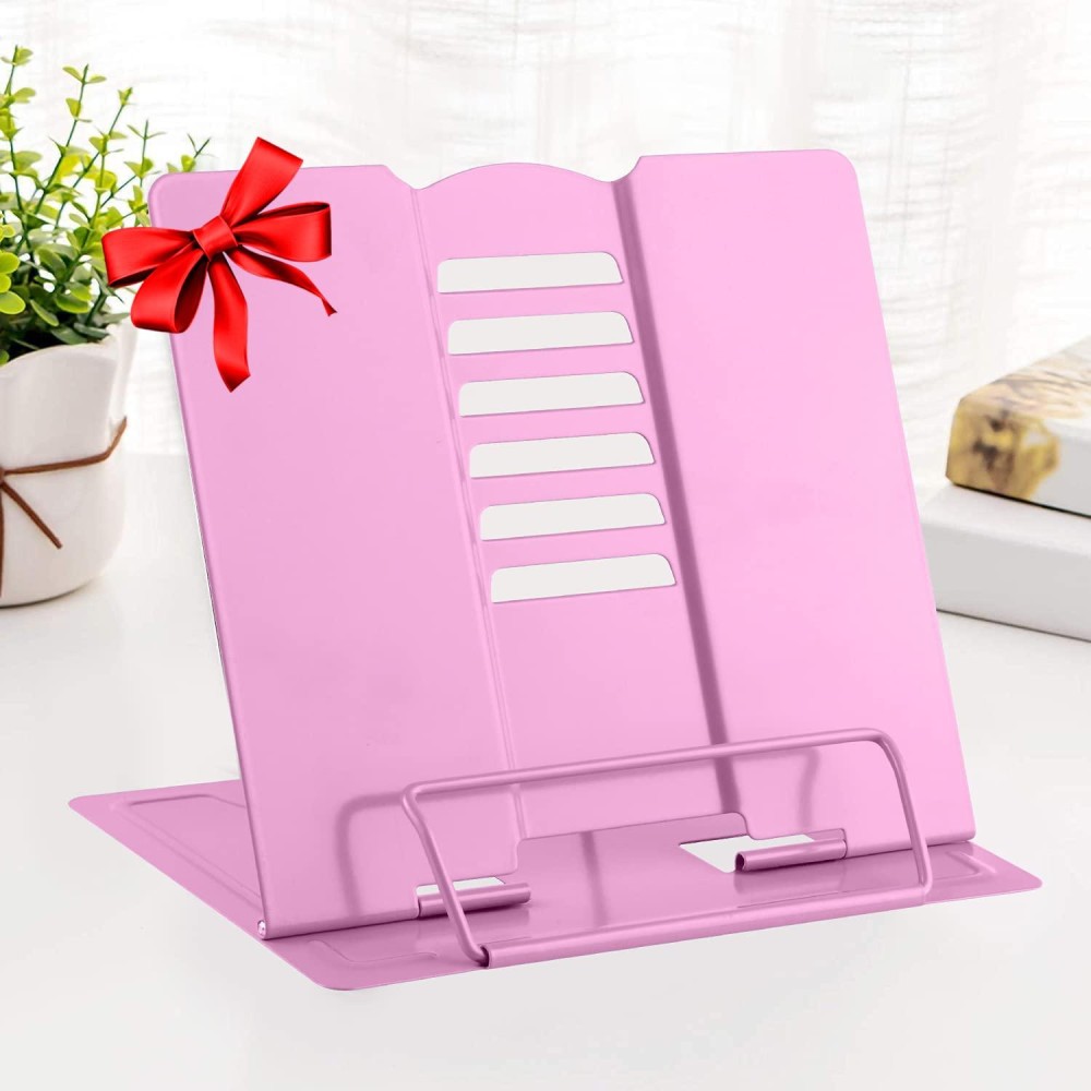 Msdada Book Stand Metal Reading Rest Book Holder Adjustable Cookbook Documents Holder Bookstands For Textbooks Christmas Gifts F