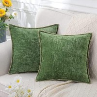 Decoruhome Chenille Soft Throw Pillow Covers 26X26 Set Of 2 Farmhouse Velvet Pillow Covers Decorative Square Pillow Covers Wit