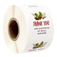 Watercolor Holly Thank You For Supporting My Small Business Stickers 500 15 Christmas Business Labels