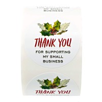 Watercolor Holly Thank You For Supporting My Small Business Stickers 500 15 Christmas Business Labels