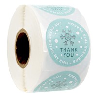 Mint Snowflake Thank You For Supporting My Small Business This Season Stickers 500 15 Faux Glitter Holiday Labelschristmas