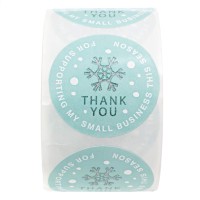 Mint Snowflake Thank You For Supporting My Small Business This Season Stickers 500 15 Faux Glitter Holiday Labelschristmas