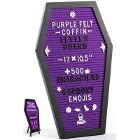 Nomnu Purple Felt Coffin Letter Board With Spooky Emojis Goth Spooky Halloween Decor Message Board For Gothic Ghouls 17X10