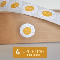 Happy Mail Stickers Sending Sunshine Yellow Boho Stickers Cute Packaging For Small Business 1 Roll With 500 Round Envelo