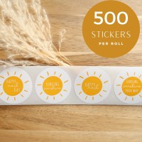 Happy Mail Stickers Sending Sunshine Yellow Boho Stickers Cute Packaging For Small Business 1 Roll With 500 Round Envelo