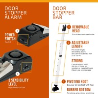 Door Stopper Alarm And Door Security Bar Bundle House Apartment School Hotel Door Security System Adjustable Door Stoppers