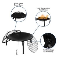 Flash Furniture Chelton 225 Foldable Wood Burning Firepit with Mesh Spark Screen and Poker