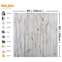 Wolada 8X8Ft Vintage Wood Backdrop Retro Rustic White Gray Wooden Floor Backdrops For Photography Kids Adult Photo Booth Video S