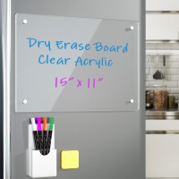 Note Board Refrigerator Dry Erase Board Magnetic Clear 15 X11 Includes 4 Dry Erase Markers White White White