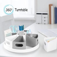 Mecids 360 Rotating Storage Organizer Desk Organizers Pen Holder 12 Lazy Susan Style Caddy With Removable Bins For Home Off