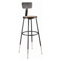 National Public Seating Nps 6200 Series 32-39 Metal Heavy Duty Stool With Backrest In Black