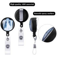 3 Pieces Xray Badge Reel Retractable Radiology Technician Gifts Halloween Badge Reel Holder Bones Skeleton Skull Chest Patterns