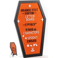 Nomnu Orange Felt Coffin Letter Board Halloween Decor Message Board With Spooky Emojis Spooky Gothic Style 17X105 In Le