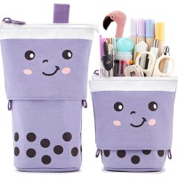 Friinder Cute Pen Pencil Telescopic Holder Pop Up Stationery Case Standup Retractable Transformer Bag Standing Organizer Grea