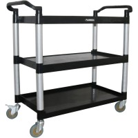 Lorell Xtra Utility Cart 3 Shelf Dual Handle 300 lb Capacity 4 Casters 4 Caster Size Plastic x 42 Width x 20 D