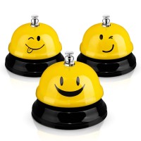 Hotop 3 Pcs Halloween Desk Bell For Service Smile Face Call Bell Pumpkin Desk Bell 3 Diameter Call Bells With Metal Anti Rust