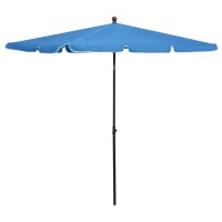 vidaXL Garden Parasol with Pole Patio and Outdoor Umbrella in Azure Blue With Crank and Tilt Systems UV Protective and Ant