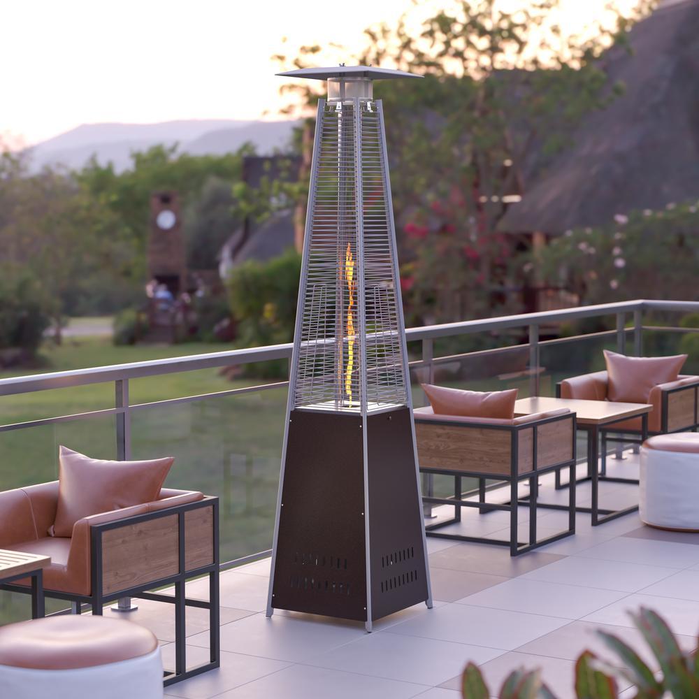 Patio Outdoor HeatingBronze Stainless Steel Pyramid 42000 BTU Propane Heater with Wheels for Commercial Residential Use