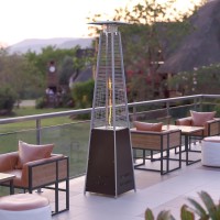 Patio Outdoor HeatingBronze Stainless Steel Pyramid 42000 BTU Propane Heater with Wheels for Commercial Residential Use