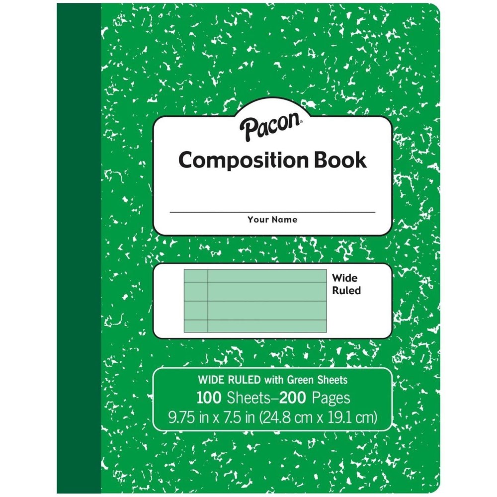 Pacon Pastel Composition Book Green Marble Cover Light Green Sheets 38 Ruled 934 X 712 100 Sheets