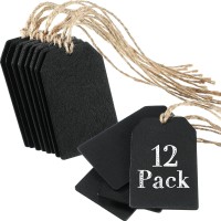 Boao 12 Pieces Mini Chalkboard Tags Bulk 2X31 Wood Chalkboard Signs Wooden Hanging Chalkboard Labels With String Price Tags