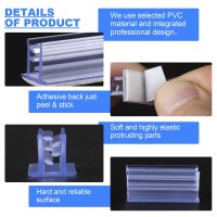 Oiiki 50Pcs Self Adhesive Sneeze Guard Holder Acrylic Panels Holder To Fasten Line Up Plexiglass Panels Acrylic Sheets Fro