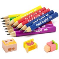 Short Jumbo Pencils For Kids Preschoolers Kindergarten Toddlers Beginners 12 Fat Pencils And 1 Sharpener Eraser Penci