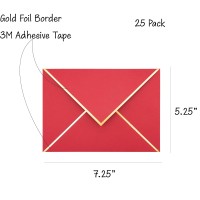 A7 Envelopes 25Pack V Flap Foil Border Luxury Mailing Envelopes For 5 X 7 Cards For Wedding Invitations Chinese New Y