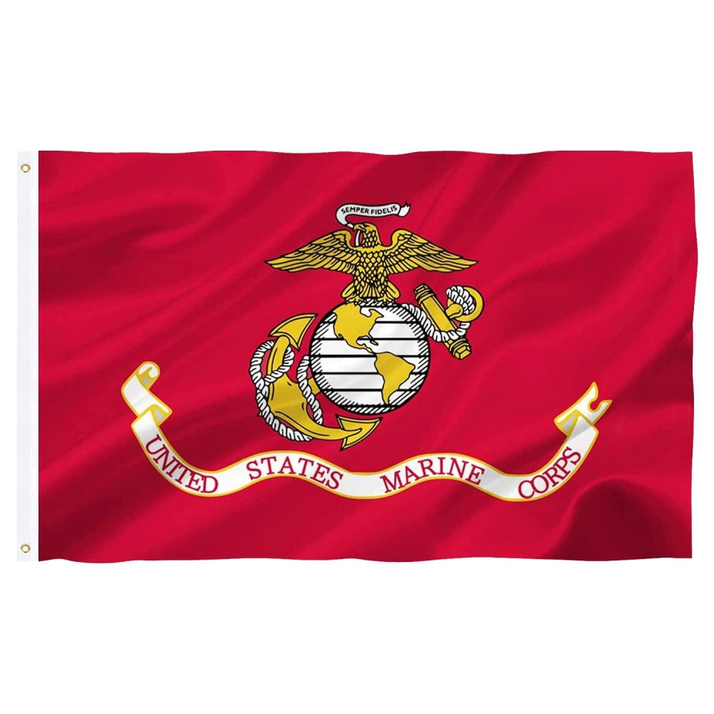 Us Marine Corps Usmc Flag 3X5 Outdoor Double Sided Heavy Duty Polyester Us Military Army Flags Long Lasting With 2 Brass Grommet