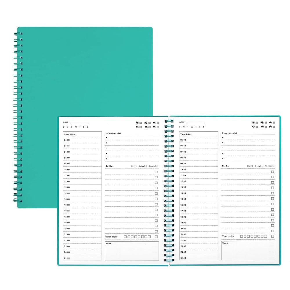 Qicenck Daily Planner Undated Hourly Planner 150 Pages To Do List Notebook Time Management Manual And Planner 52X75 Gre