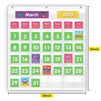 Eamay Classroom Monthly Calendar Pocket Chart With 71 Cards For Kids Learning For Home White