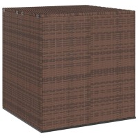 vidaXL Outdoor Storage Box PE Rattan Brown Patio Cushion Box with WaterResistant Inner Bag Safety Gas Lift Opening WeatherR