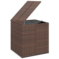 vidaXL Outdoor Storage Box PE Rattan Brown Patio Cushion Box with WaterResistant Inner Bag Safety Gas Lift Opening WeatherR