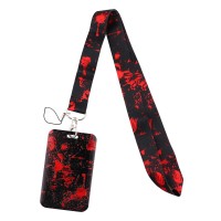 Juanooo Cool Red Id Badge Holder Lanyard For Keys For Women Teens Men Goth Lanyard Keychain For Id Badges Horror Halloween Blood