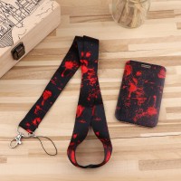 Juanooo Cool Red Id Badge Holder Lanyard For Keys For Women Teens Men Goth Lanyard Keychain For Id Badges Horror Halloween Blood