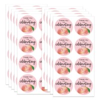 Peach Stickers Thank You For Celebrating With Us Stickers 2 Inch Peach Birthday Party Favor Sticker Labels 120 Pcs Per Pack