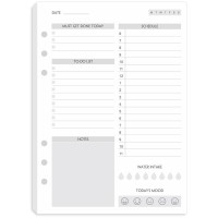 Set Of 90 Sheets A5 To Do List Refill Paper Undated Daily Schedule Day Priorities Notes And Water Tracker 6Hole Punches